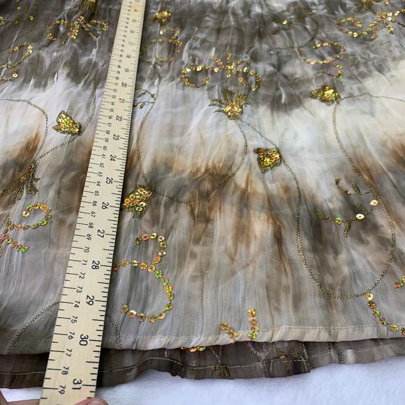 Peter Nygard Woman Sz 18 Gold Holographic Sparkle Semi Sheer Long Sleeve Blouse - Picture 3 of 12